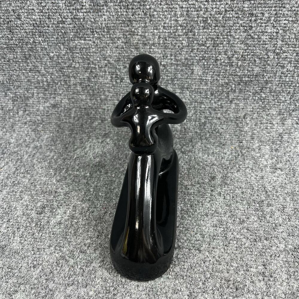 Vintage Mother Child Black Resin Sculpture Modern Art Figurine Made in Thailand - Picture 9 of 12